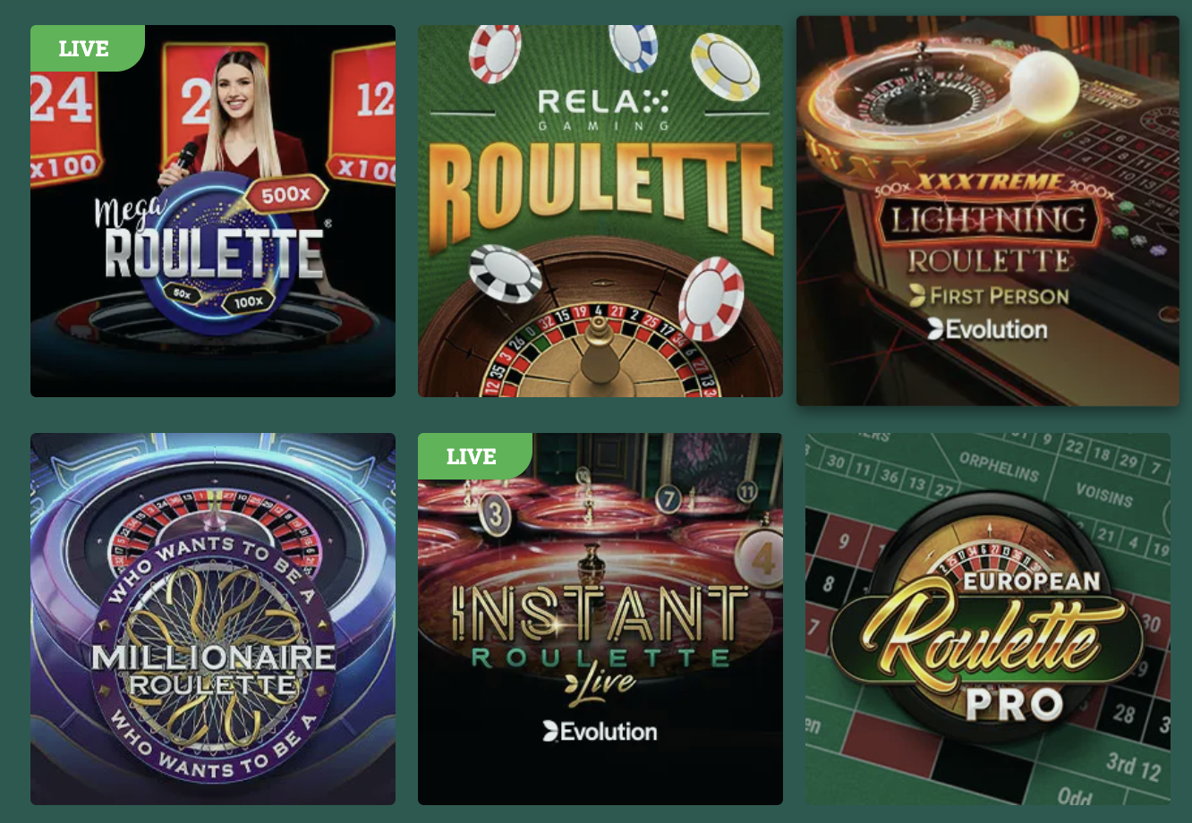 Jeux de table Cresus Casino